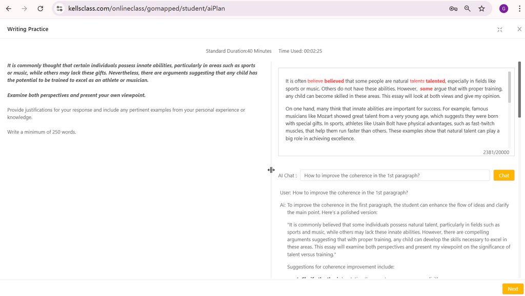 Kells Homework AI Assistant Screenshot