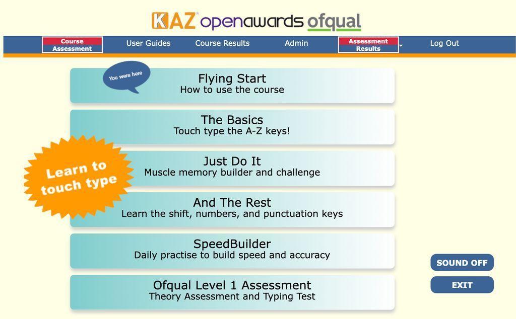 National Ofqual Regulated Touch Typing Qualifications Screenshot