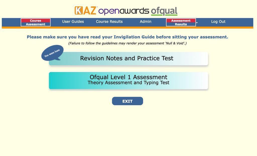 National Ofqual Regulated Touch Typing Qualifications Screenshot