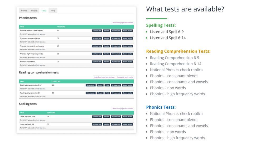 Literacy Assessment Screenshot