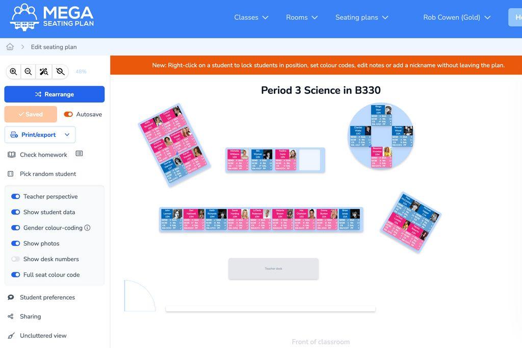 Mega Seating Plan Screenshot