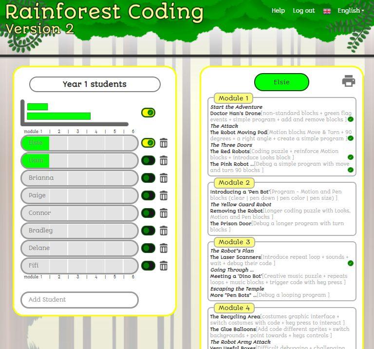 Rainforest Coding Screenshot