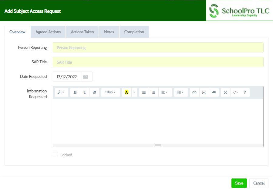 SchoolPro TLC Data Protection Portal Screenshot