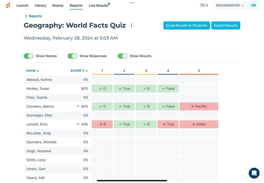 Socrative Screenshot